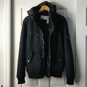 Diesel Black Military Style Hoody - Size Medium